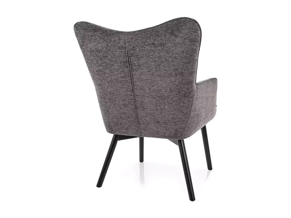 Chaise design en tissu gris, assise confortable et pieds bois noir SALYNE