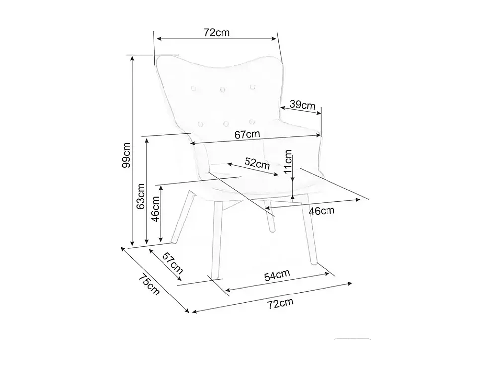 Chaise design en tissu gris, assise confortable et pieds bois noir SALYNE