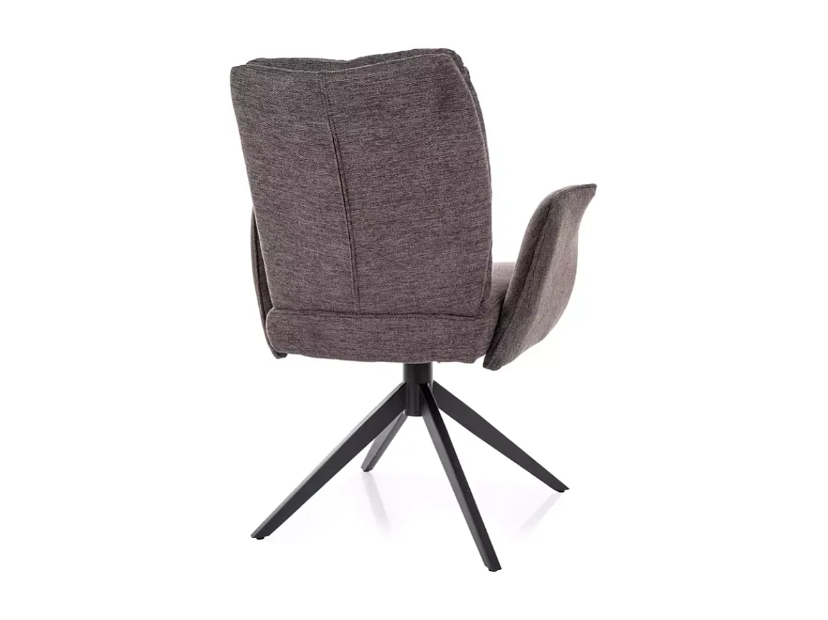 Chaise pivotante cappuccino tissu avec retour automatique et piètement noir POLYCA