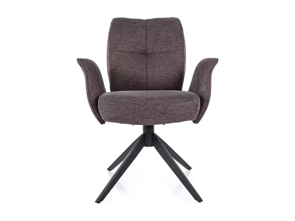 Chaise pivotante cappuccino tissu avec retour automatique et piètement noir POLYCA