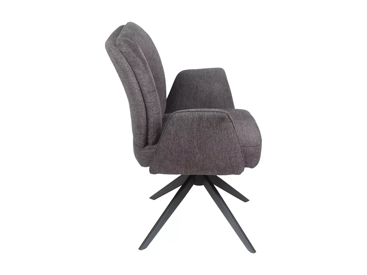 Chaise pivotante cappuccino tissu avec retour automatique et piètement noir POLYCA