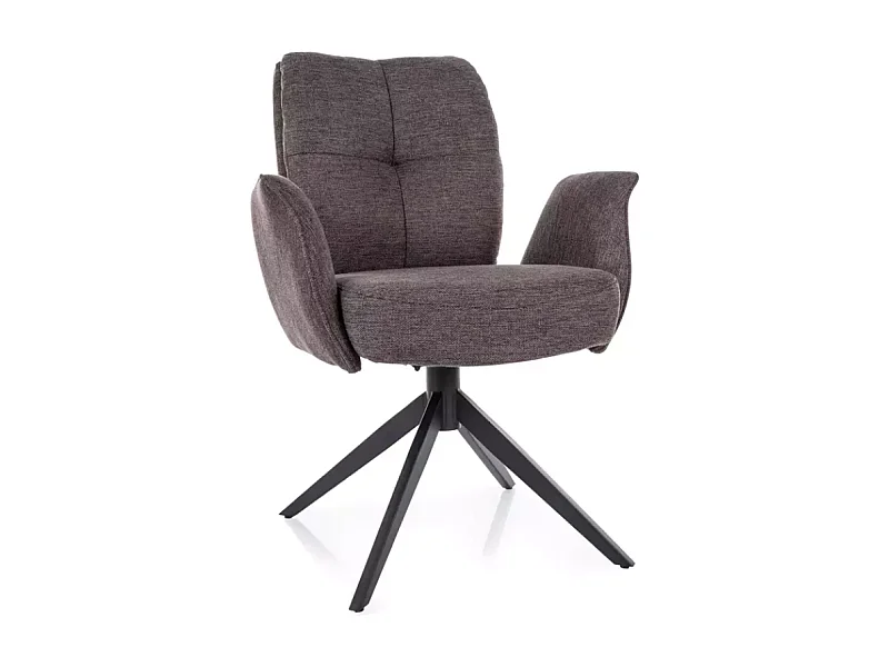 Chaise pivotante cappuccino tissu avec retour automatique et piètement noir POLYCA