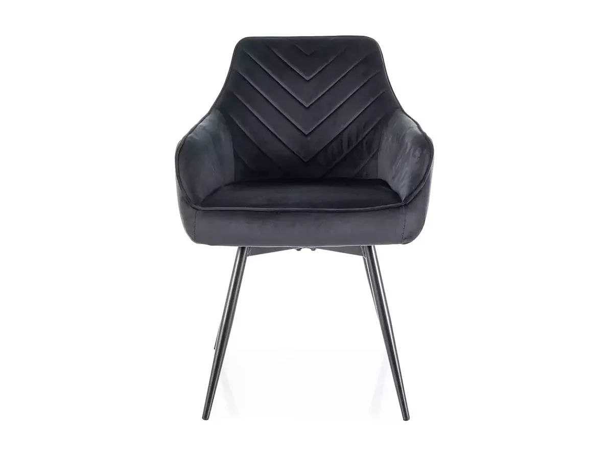 Chaise velours noir avec retour automatique et piètement métal FLOUTE