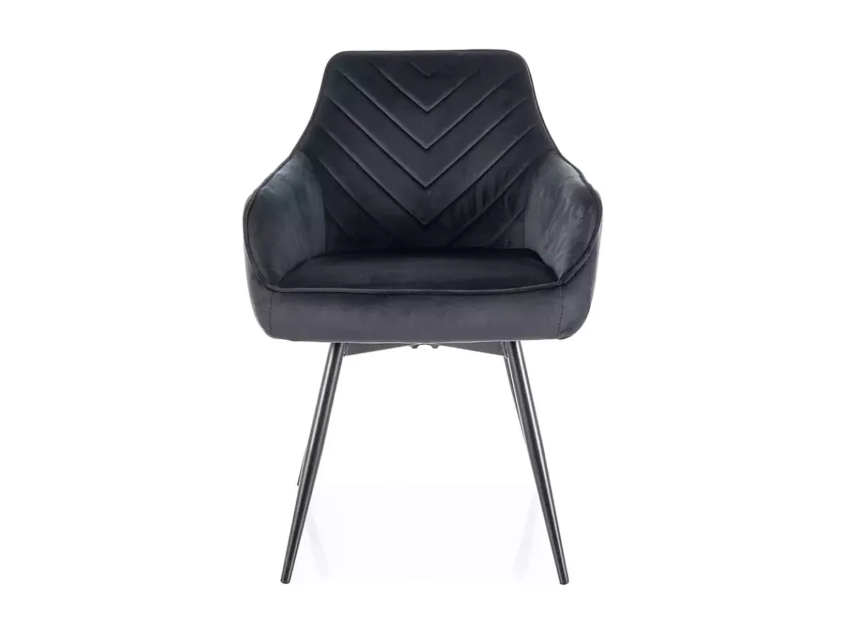 Chaise velours noir avec retour automatique et piètement métal FLOUTE