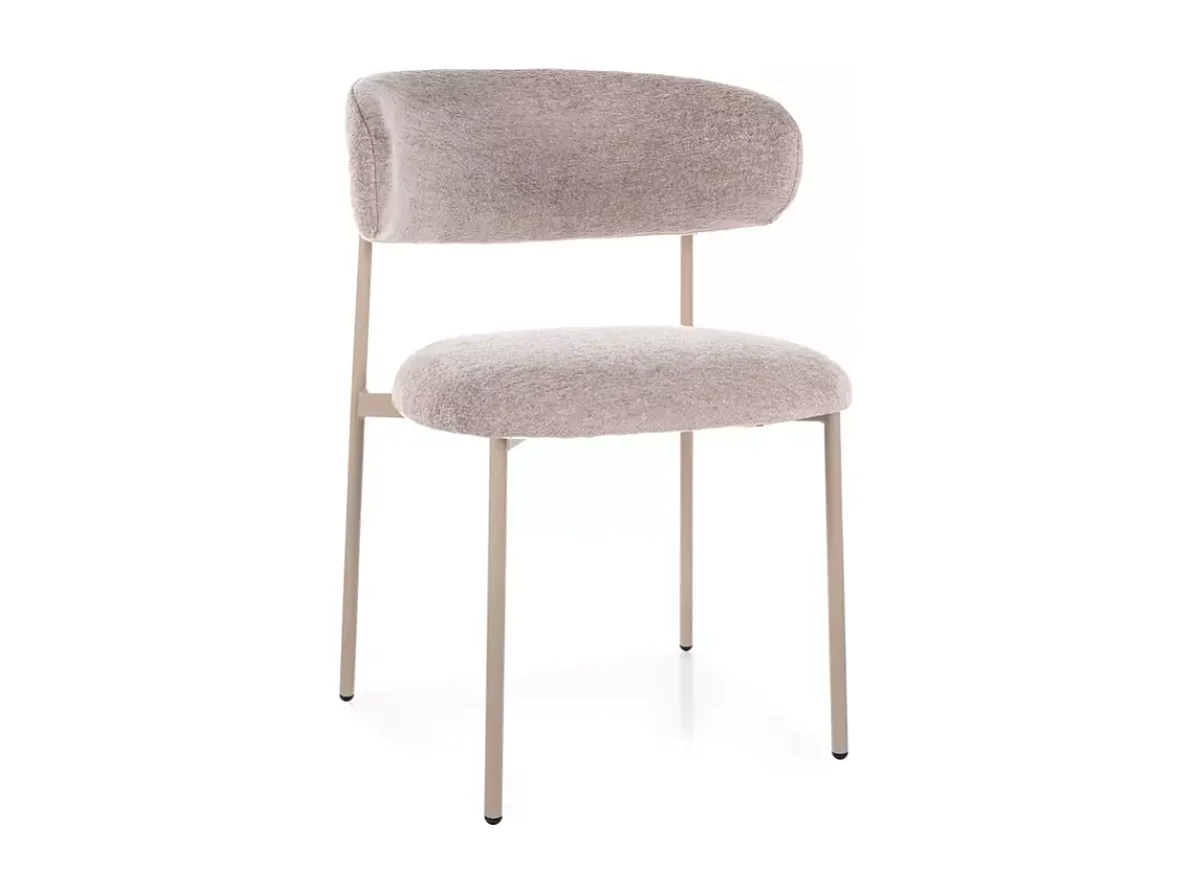 Chaise tissu beige structure métal cachemire confort épuré et design JULIAZ