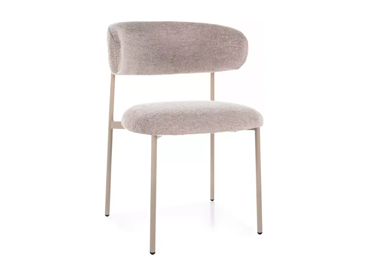 Chaise tissu beige structure métal cachemire confort épuré et design JULIAZ