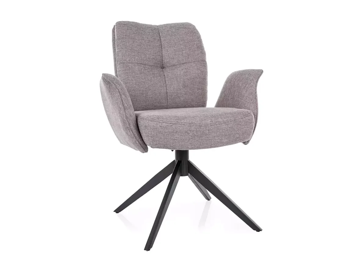 Chaise pivotante gris tissu avec retour automatique, ressorts et pieds métal POLYCA