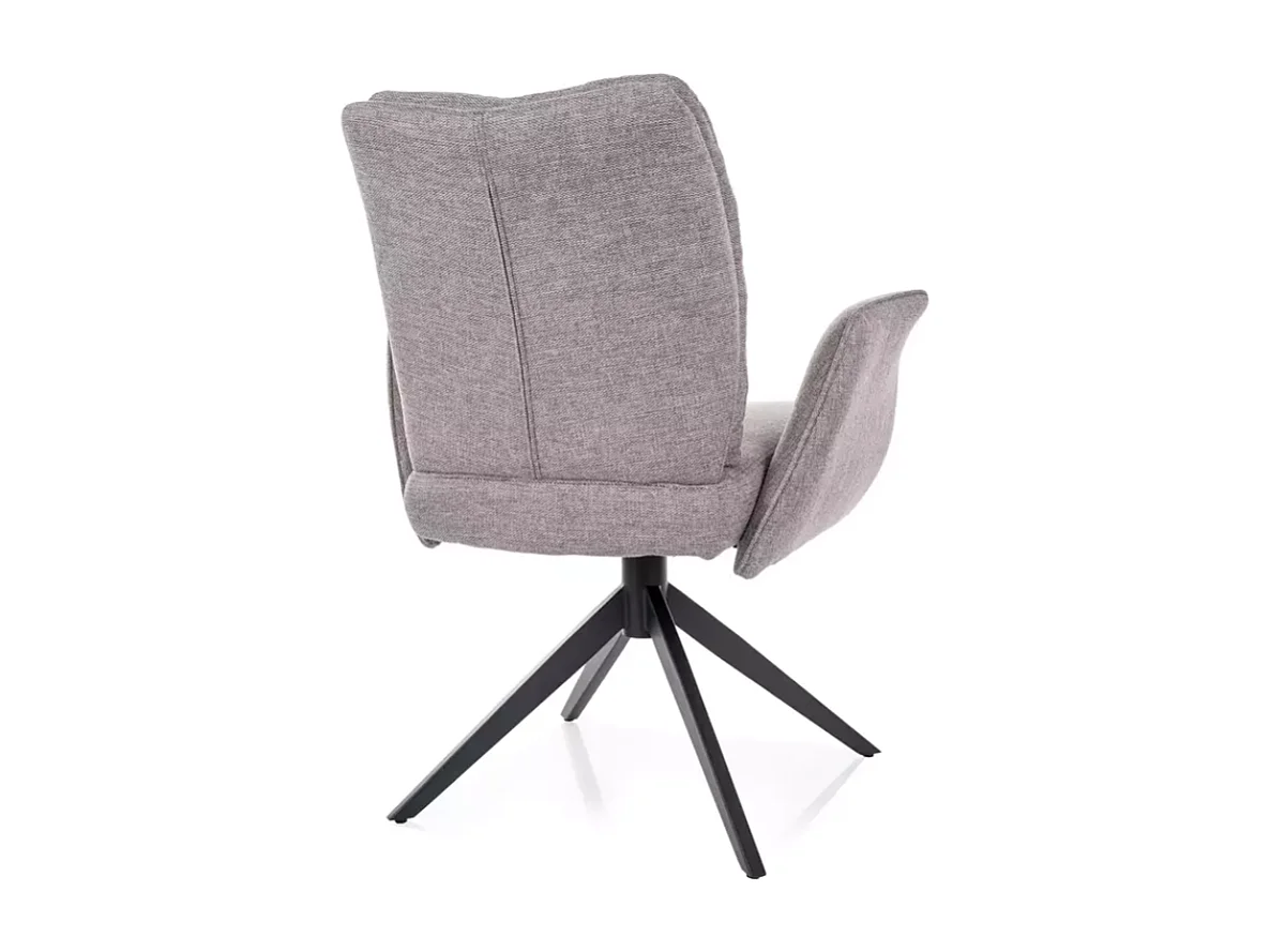 Chaise pivotante gris tissu avec retour automatique, ressorts et pieds métal POLYCA