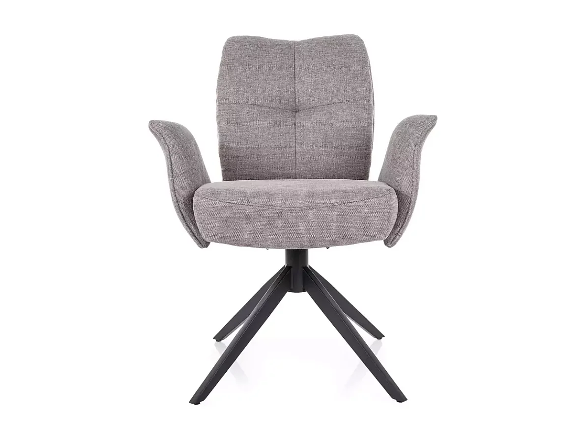 Chaise pivotante gris tissu avec retour automatique, ressorts et pieds métal POLYCA
