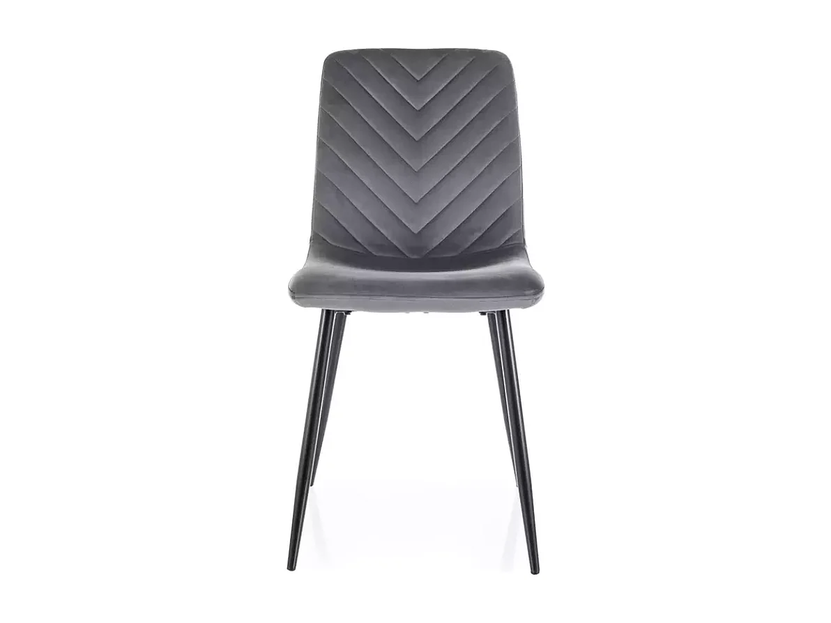 Chaise velours gris pieds métal noir mat confort quotidien et style moderne ZUTE