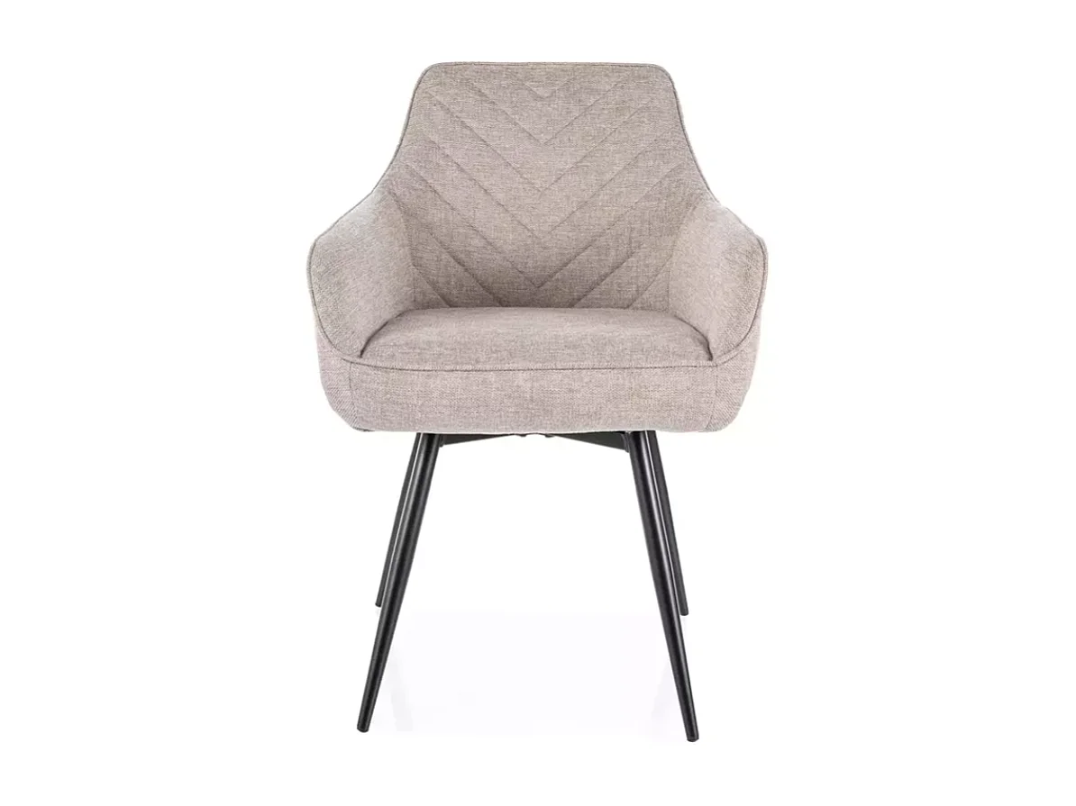 Chaise beige tissu et pieds métal noir FILIPE avec retour auto