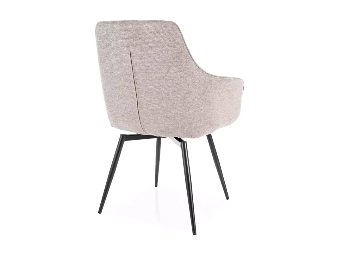 Chaise beige tissu et pieds métal noir FILIPE avec retour auto