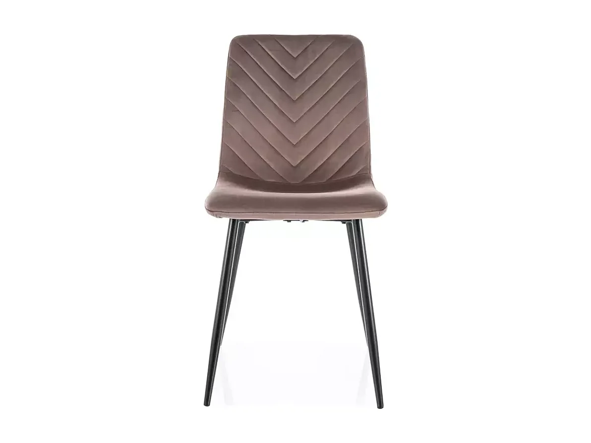 Chaise velours cappuccino pieds métal noir mat design doux dossier rembourré ZUTE