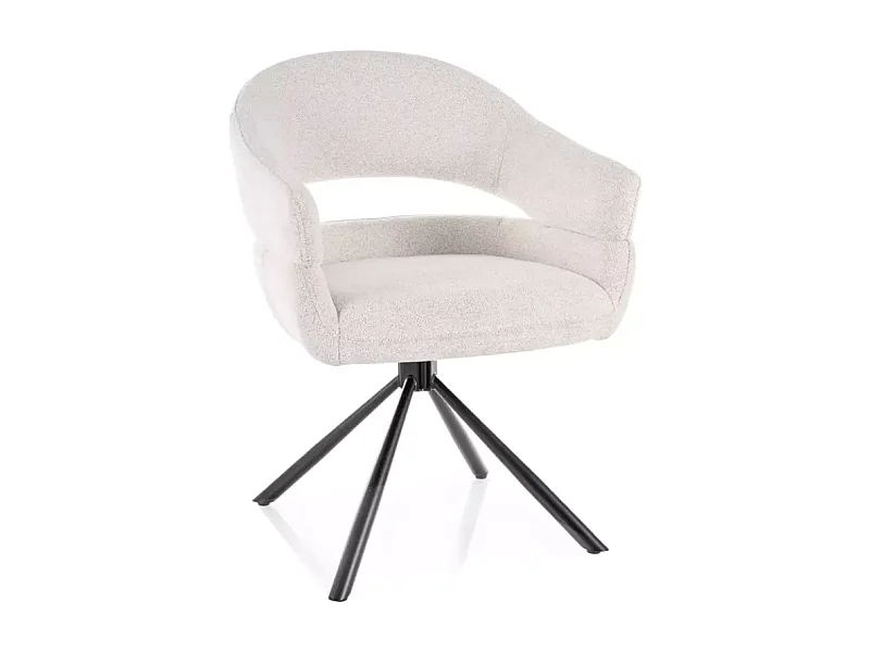 Chaise pivotante en tissu doux beige avec accoudoirs design, rotation 180° MASEE