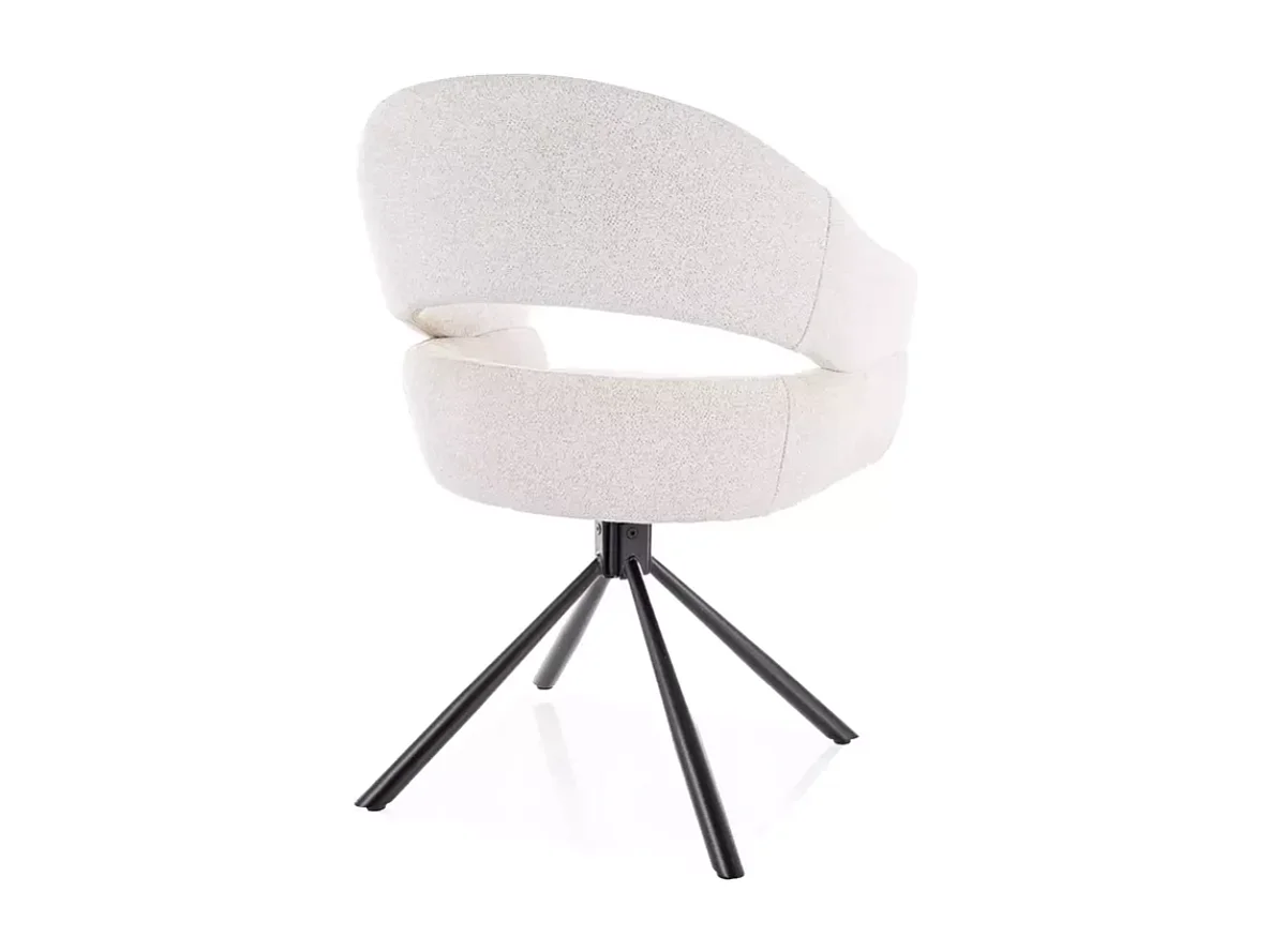 Chaise pivotante en tissu doux beige avec accoudoirs design, rotation 180° MASEE