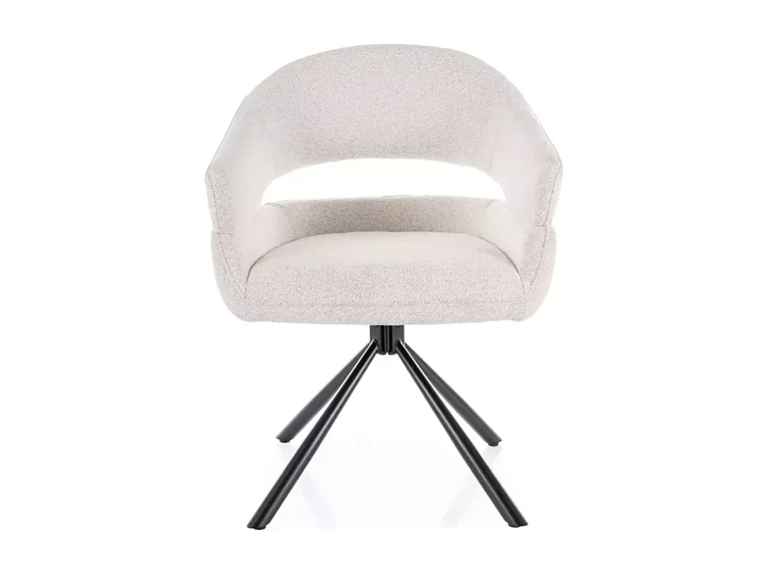 Chaise pivotante en tissu doux beige avec accoudoirs design, rotation 180° MASEE