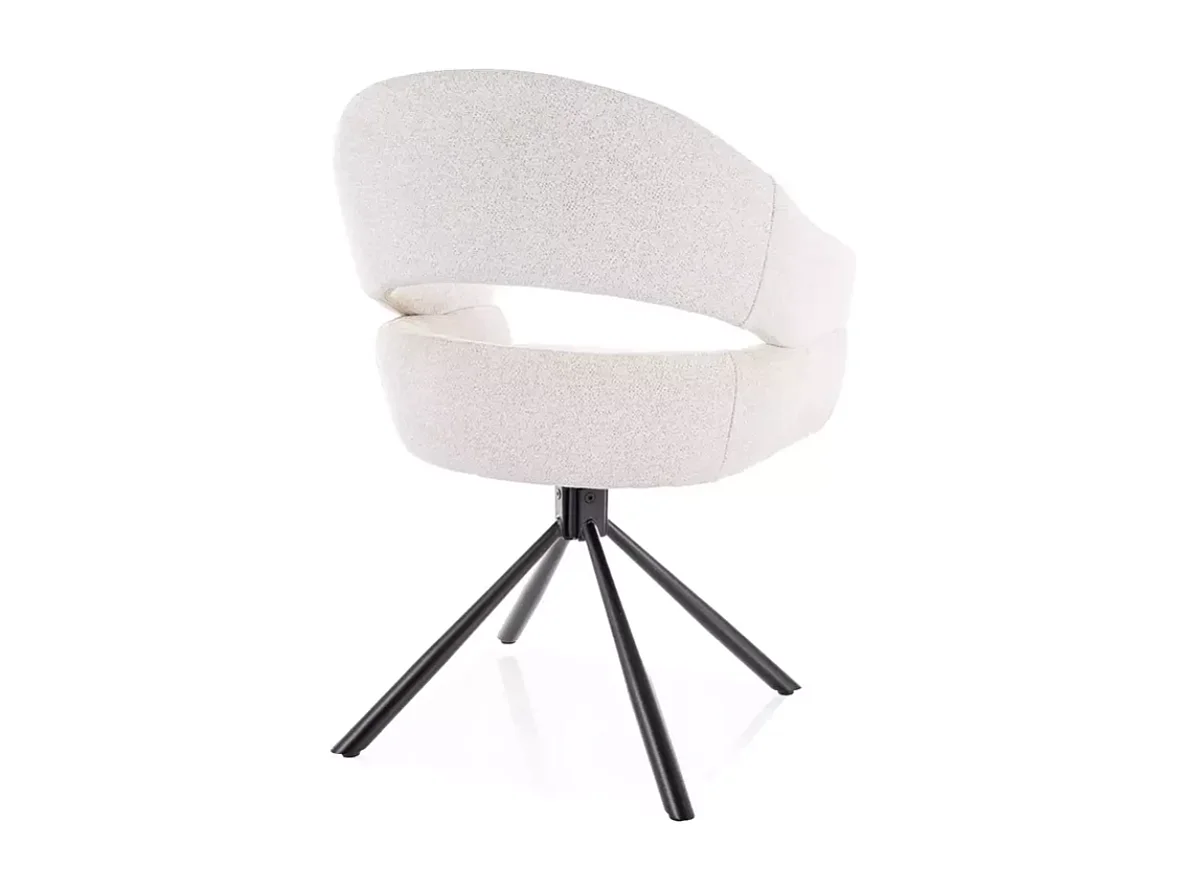 Chaise pivotante en tissu doux beige avec accoudoirs design, rotation 180° MASEE
