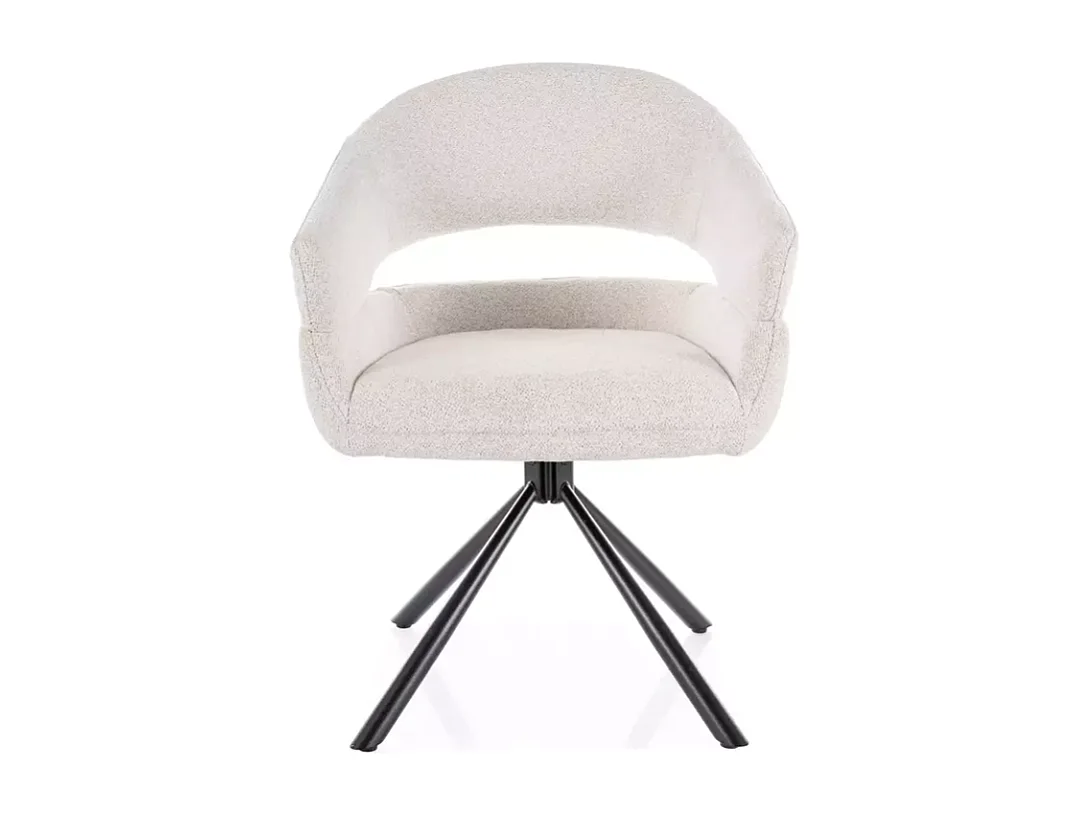 Chaise pivotante en tissu doux beige avec accoudoirs design, rotation 180° MASEE