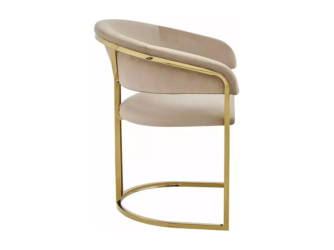 Chaise en velours beige avec structure dorée moderne en acier inoxydable TANGY