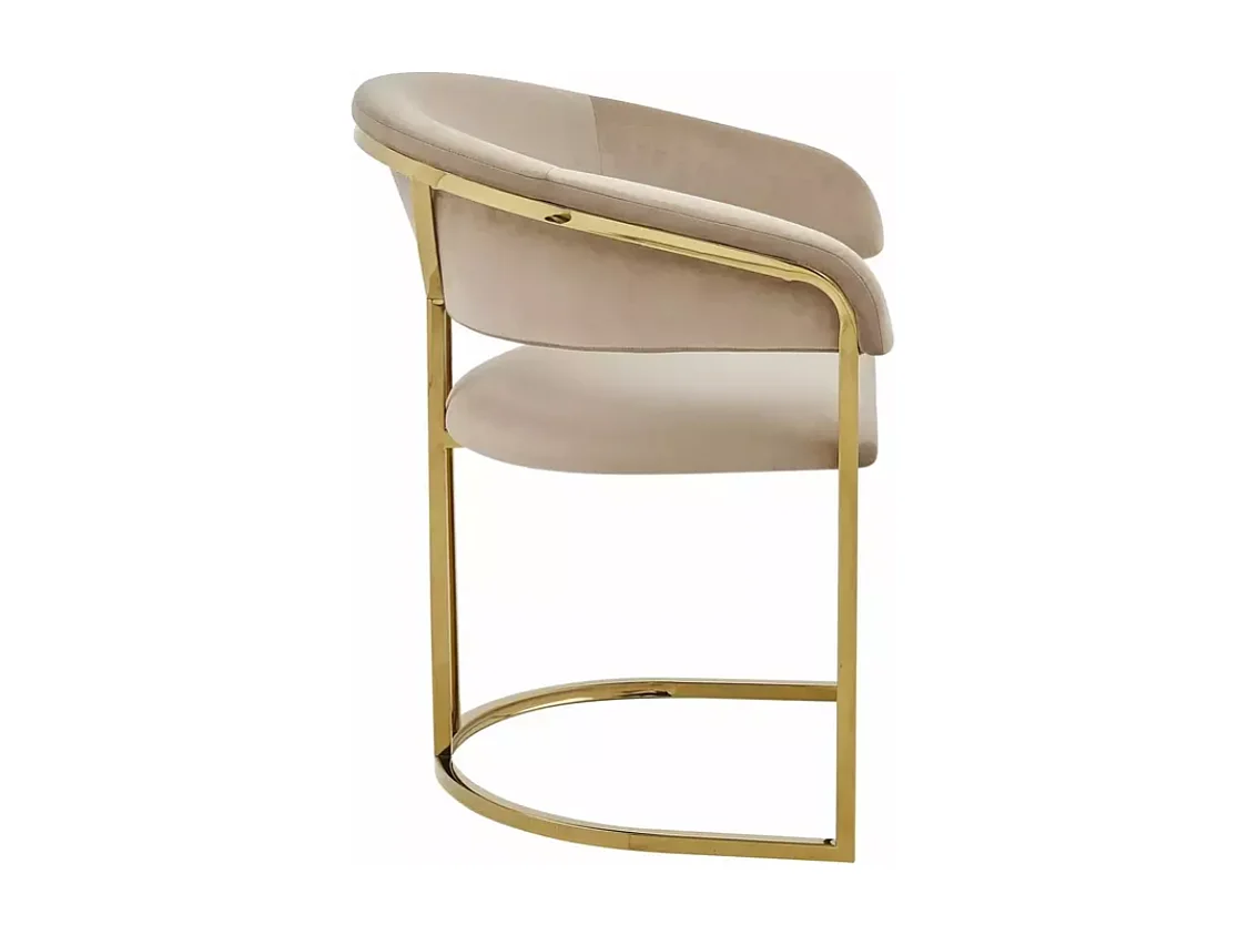 Chaise en velours beige avec structure dorée moderne en acier inoxydable TANGY
