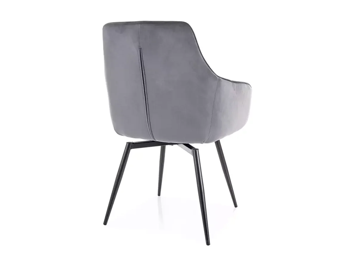Chaise velours gris pivotante à 180° avec retour automatique et assise moelleuse SALISZ