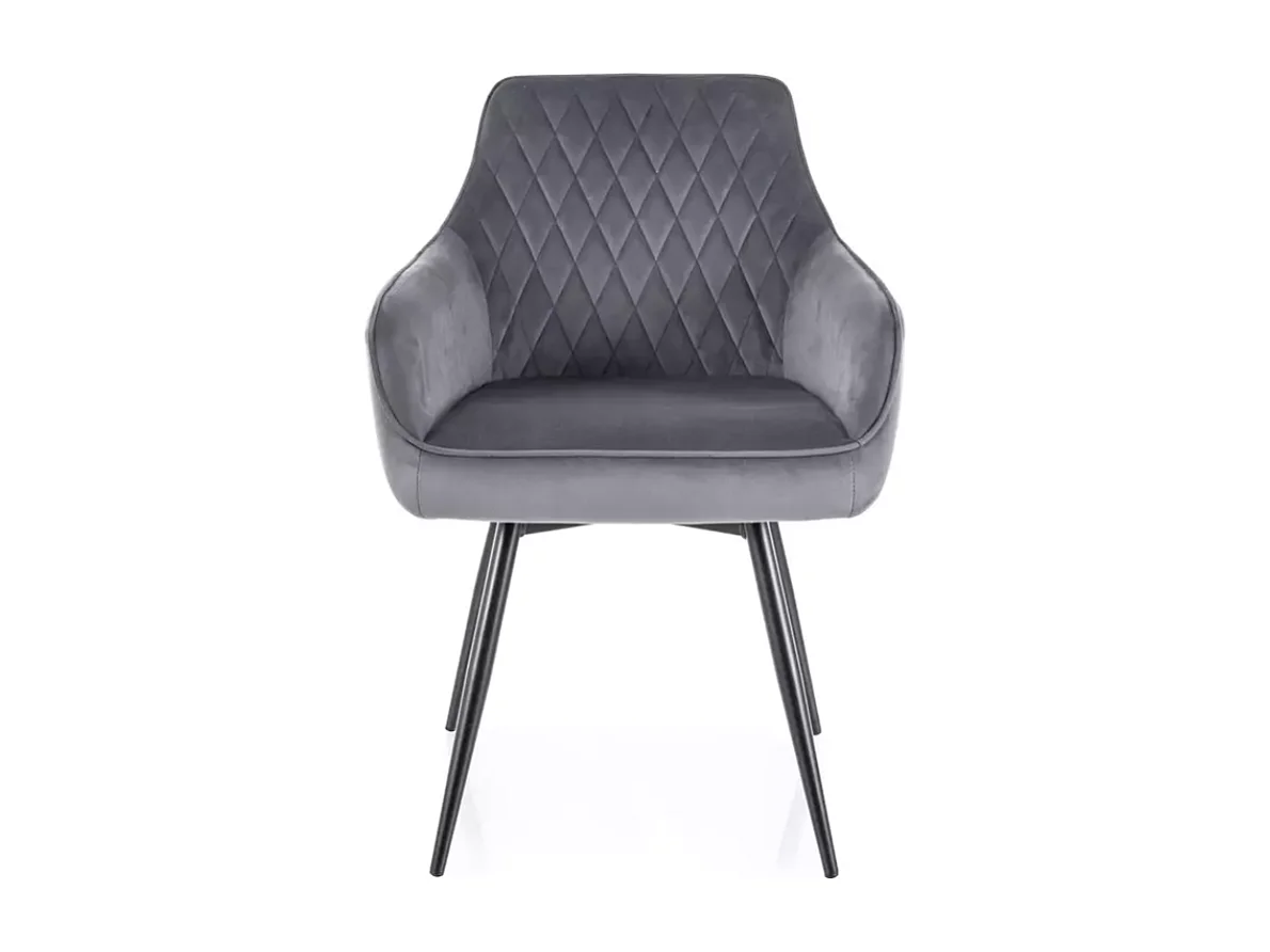 Chaise velours gris pivotante à 180° avec retour automatique et assise moelleuse SALISZ