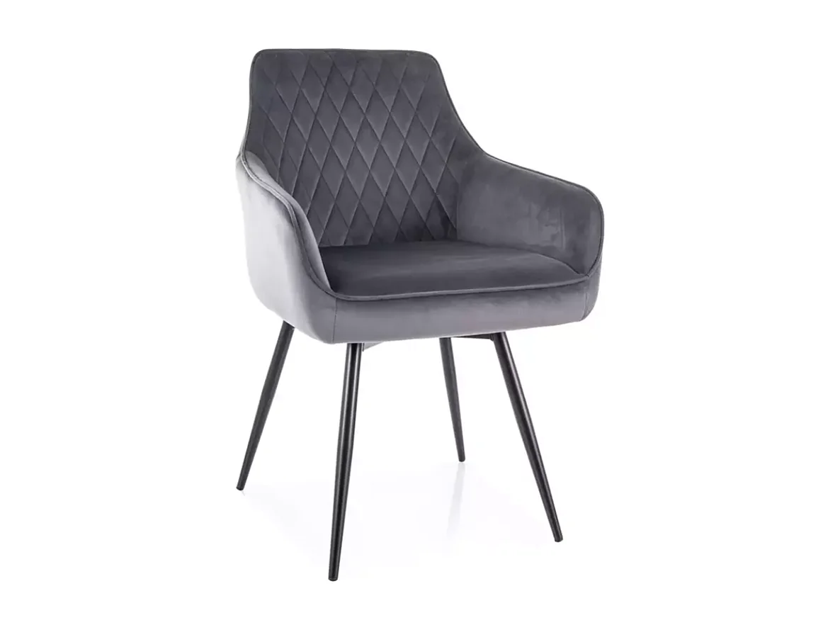 Chaise velours gris pivotante à 180° avec retour automatique et assise moelleuse SALISZ
