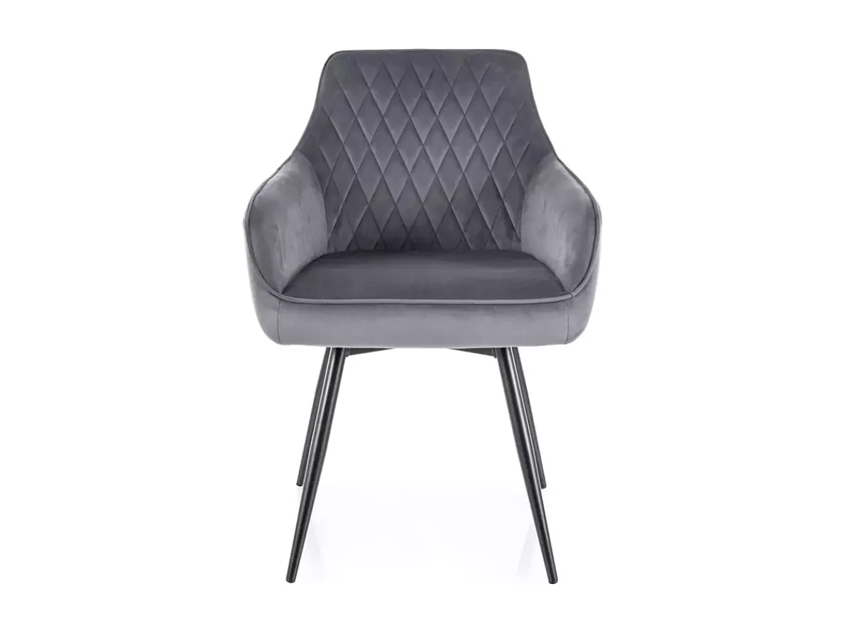 Chaise velours gris pivotante à 180° avec retour automatique et assise moelleuse SALISZ