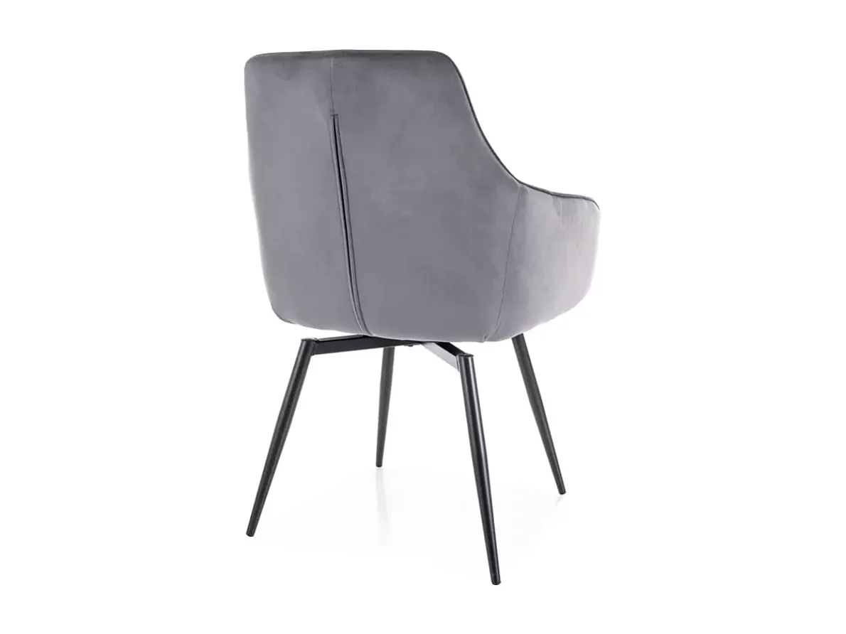 Chaise velours gris pivotante à 180° avec retour automatique et assise moelleuse SALISZ