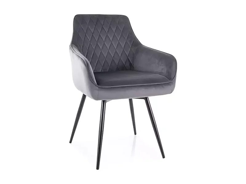 Chaise velours gris pivotante à 180° avec retour automatique et assise moelleuse SALISZ