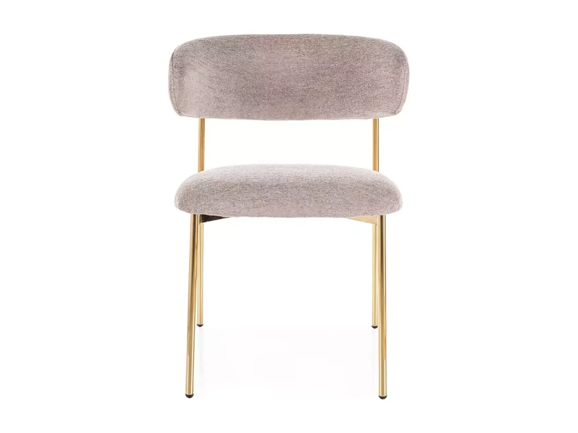 Chaise tissu beige pieds doré métal confort chic rembourré JULIAZ