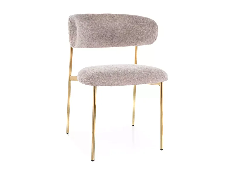 Chaise tissu beige pieds doré métal confort chic rembourré JULIAZ