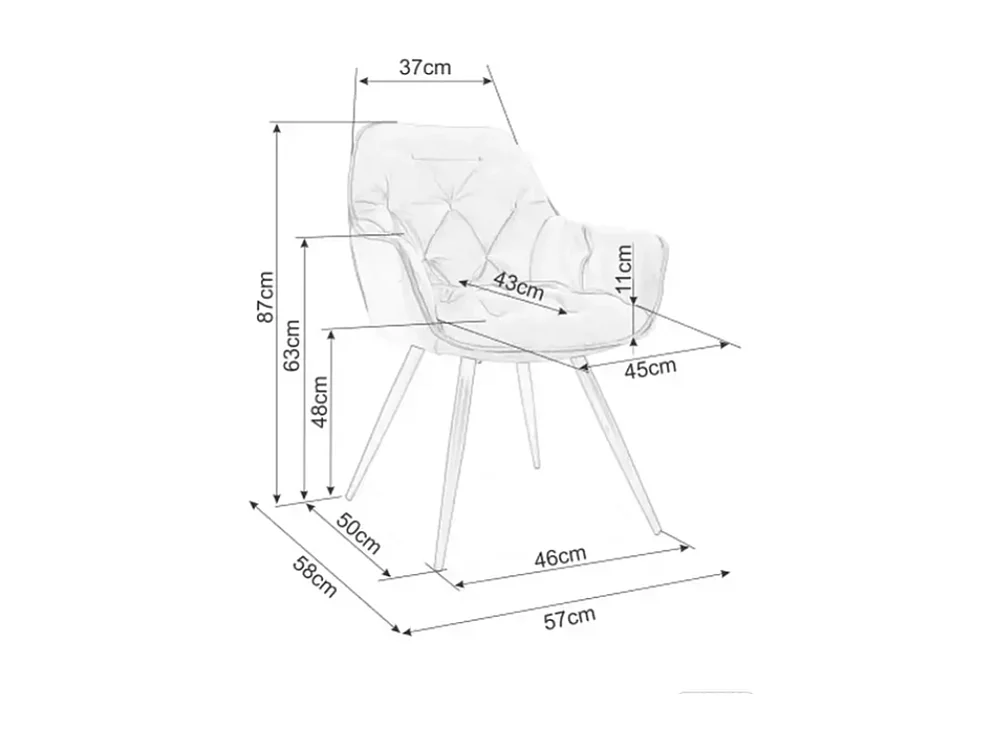 Chaise velours cappuccino et pieds métal noir style épuré moderne LUNOI