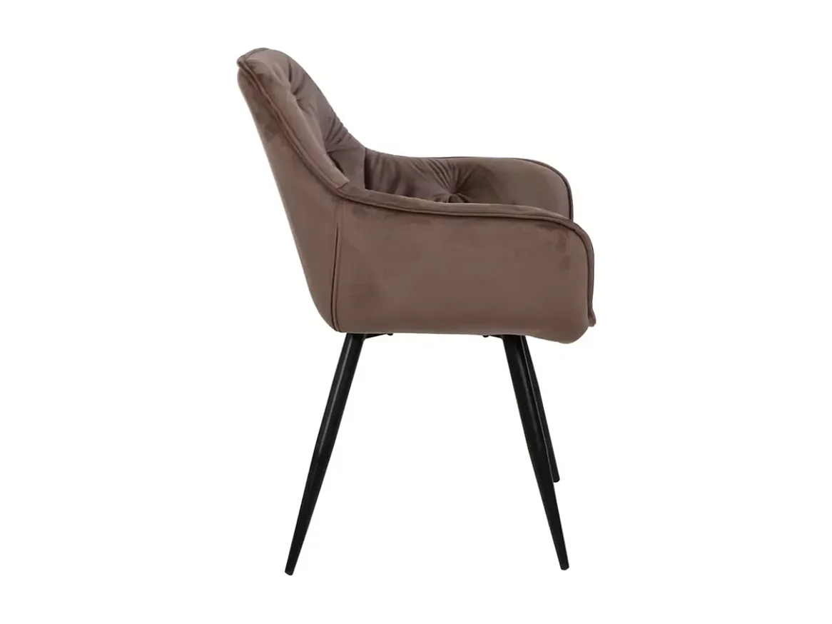 Chaise velours cappuccino et pieds métal noir style épuré moderne LUNOI