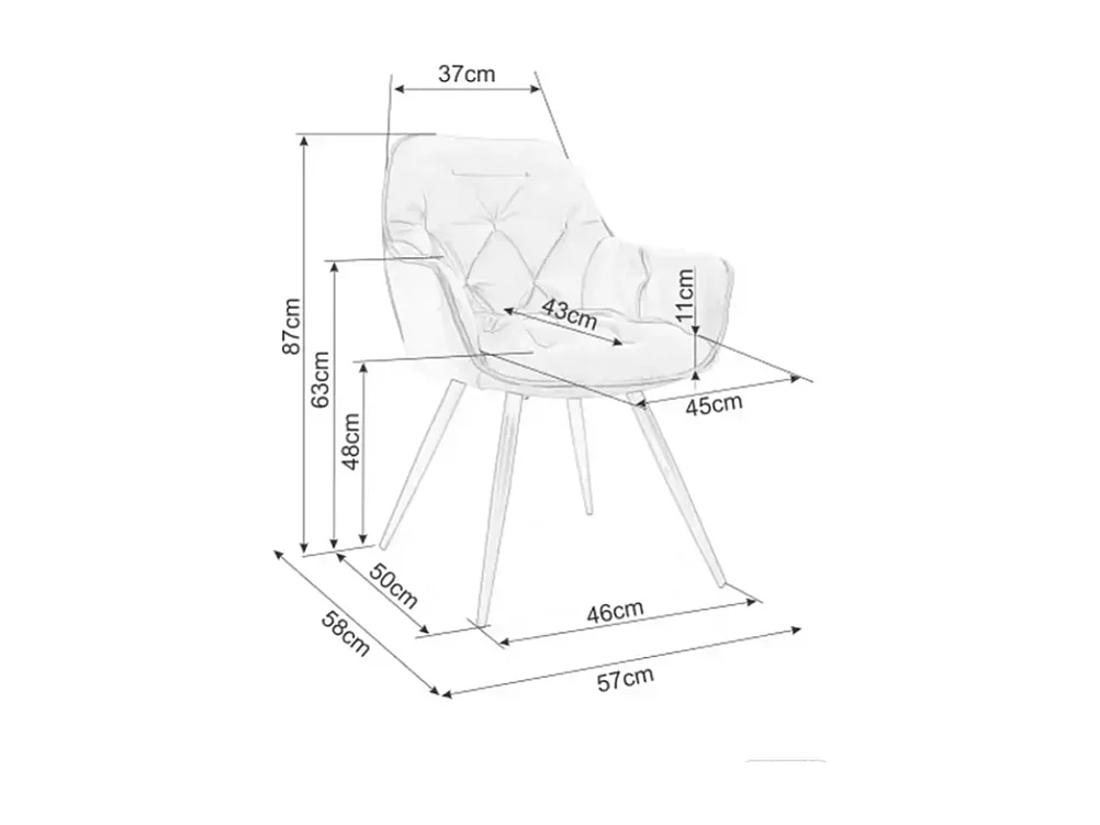 Chaise velours cappuccino et pieds métal noir style épuré moderne LUNOI