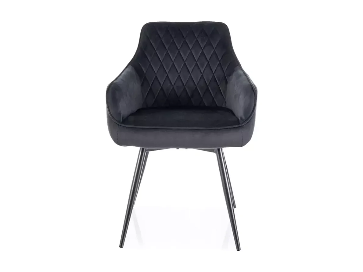 Chaise pivotante velours noir avec retour automatique et ressorts ensachés SALISZ