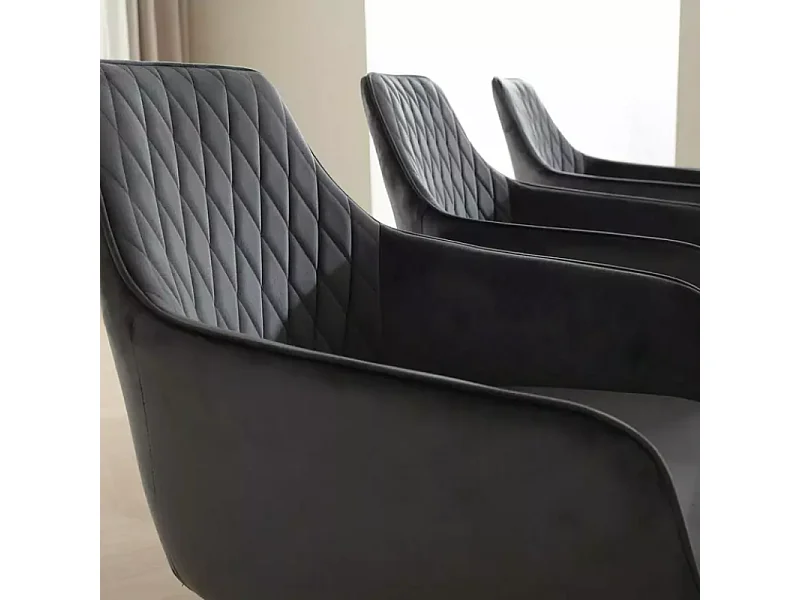 Chaise pivotante velours noir avec retour automatique et ressorts ensachés SALISZ