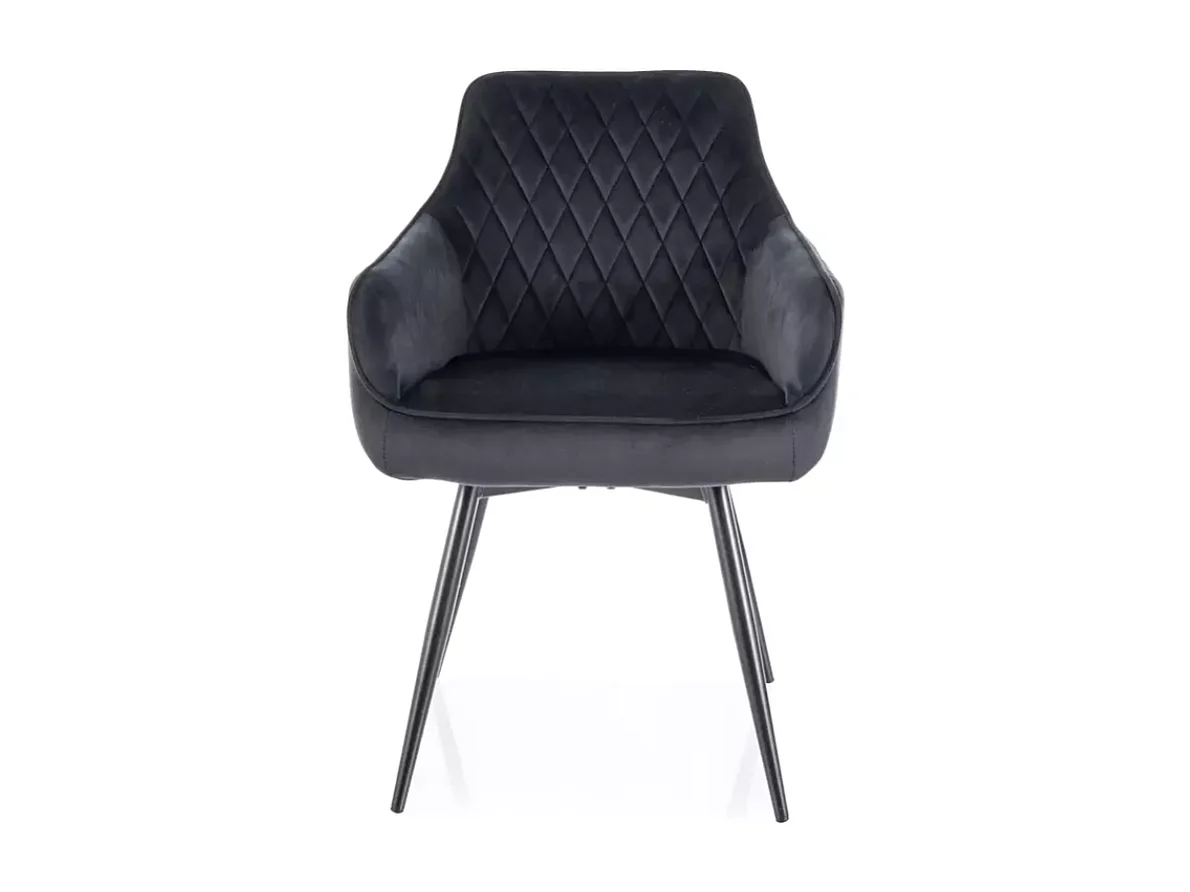 Chaise pivotante velours noir avec retour automatique et ressorts ensachés SALISZ