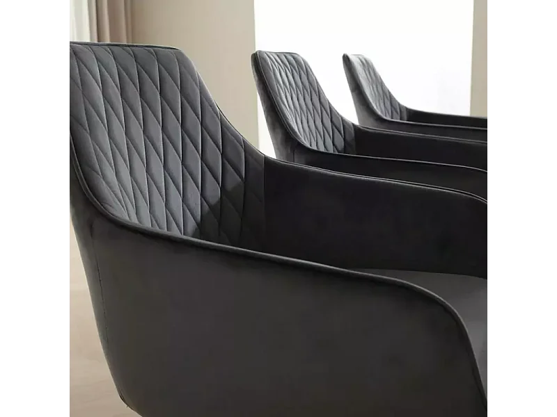Chaise pivotante velours noir avec retour automatique et ressorts ensachés SALISZ