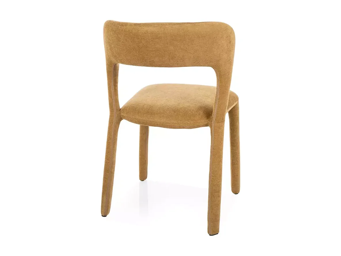 Chaise en tissu olive, dossier arrondi et silhouette épurée confortable et moderne VASIA