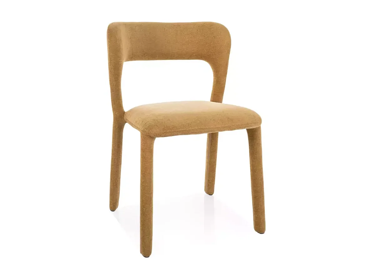 Chaise en tissu olive, dossier arrondi et silhouette épurée confortable et moderne VASIA