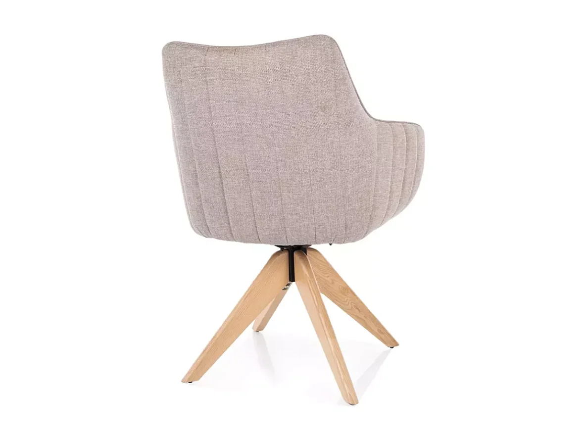 Chaise pivotante en tissu beige clair, confortable avec structure en bois NOPE 2