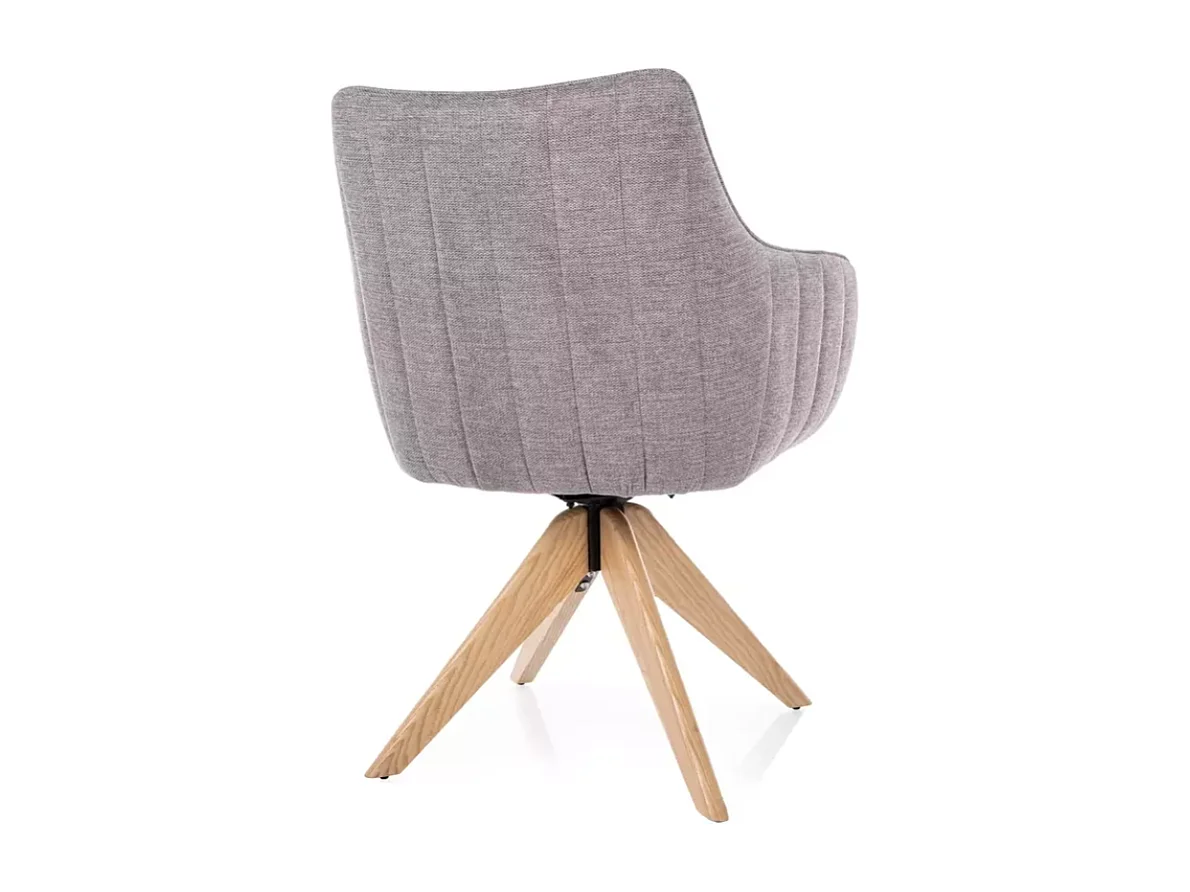 Chaise pivotante en tissu gris, confortable avec structure en bois NOPE 2