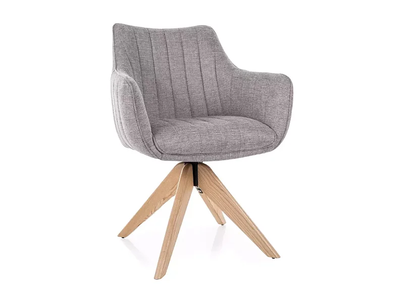 Chaise pivotante en tissu gris, confortable avec structure en bois NOPE 2