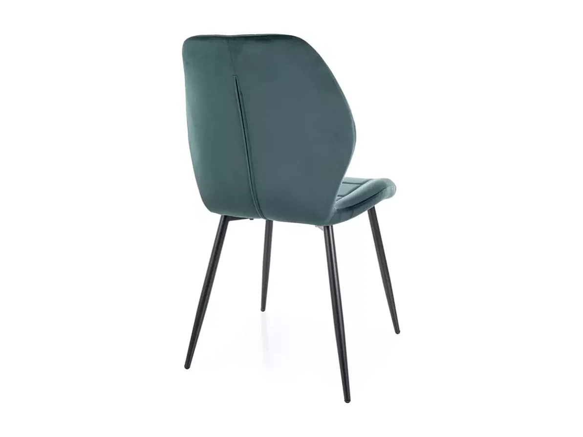 Chaise velours vert métal noir mat assise graphique et silhouette moderne NEPTYN