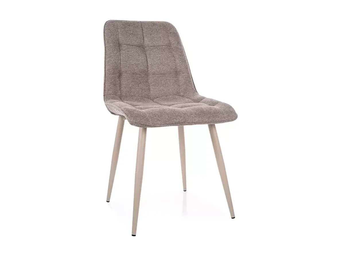 Chaise tissu beige avec structure métal cachemire assise design TIRRES