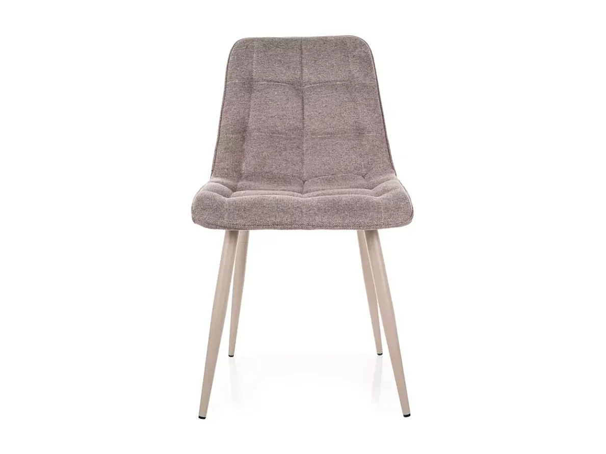 Chaise tissu beige avec structure métal cachemire assise design TIRRES