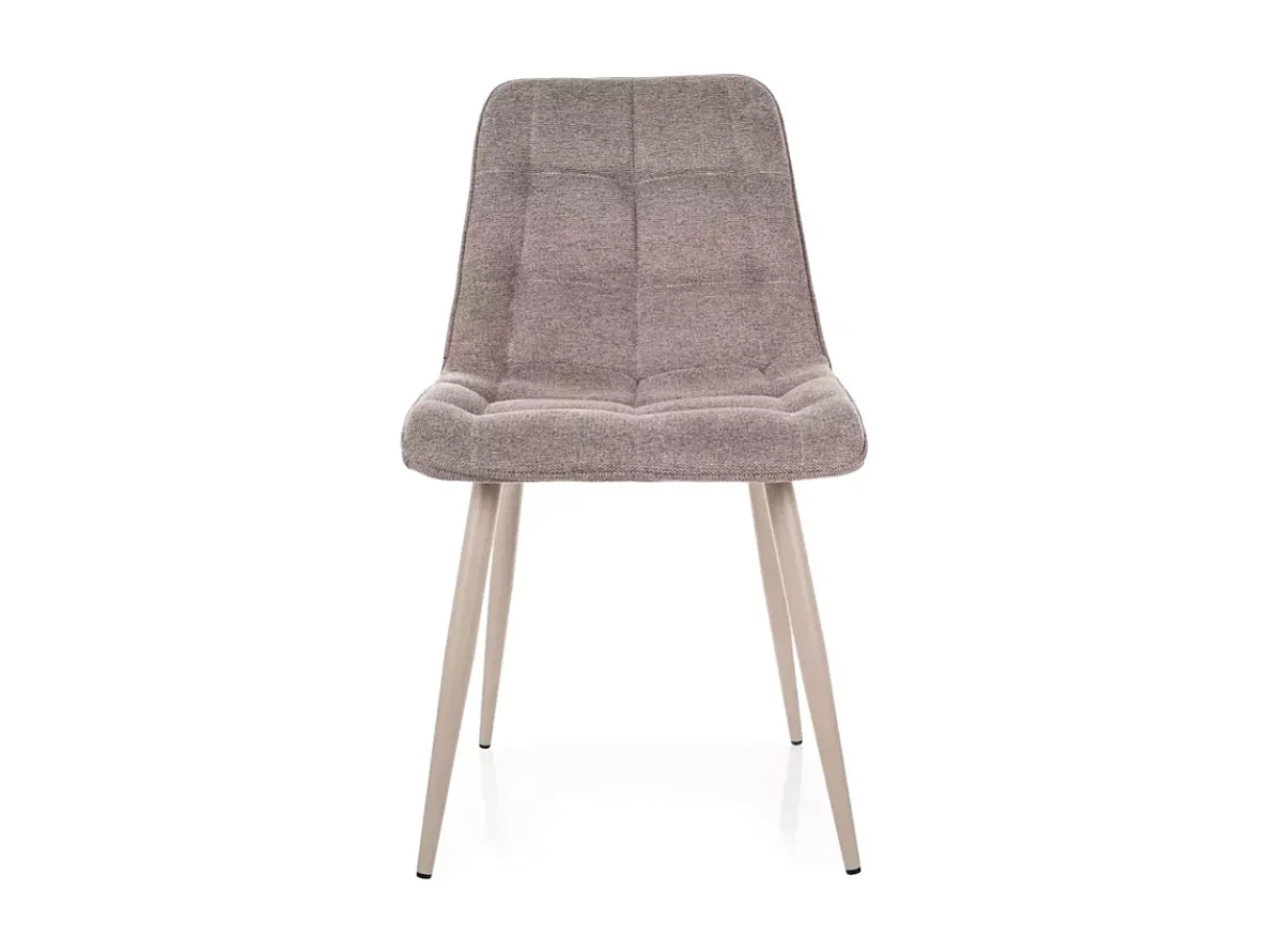 Chaise tissu beige avec structure métal cachemire assise design TIRRES