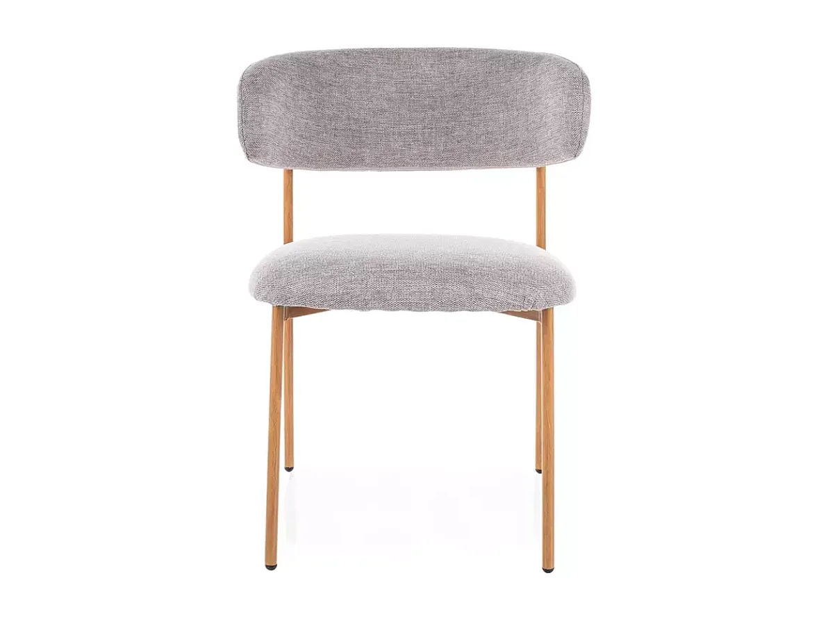 Chaise tissu gris pieds métal effet chêne assise stable et dossier ouvert JULIAZ