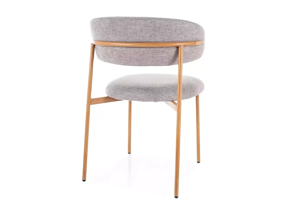 Chaise tissu gris pieds métal effet chêne assise stable et dossier ouvert JULIAZ